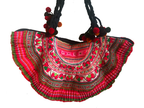 Pink ibiza embroidered tribal beach tote