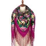 Unique extra large Amanda piano shawl with silk knitted long fringe