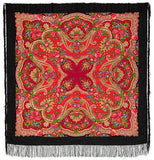 Gypsy black red russian piano shawl with fringe