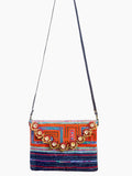 Hmong blue tribal messenger bag with mirrors