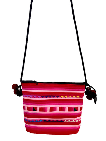 pompom tribal pink bag