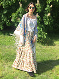 Bohemian gypsy festival linen maxi skirt