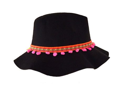 Aztec festival boho hat with aztec trim