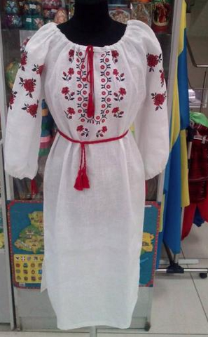 Off white boho ethnic vyshysvanka embroidered dress