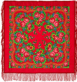 red and green festival bohemian scarf with a fringe