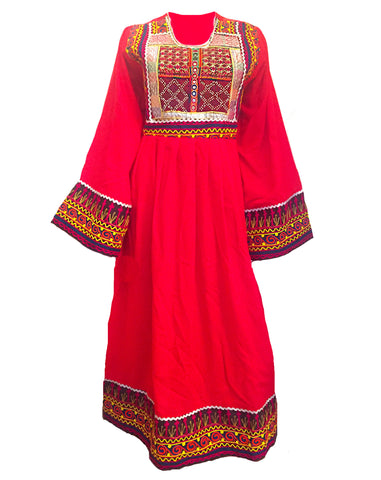 Embroidered mirrored and beaded bohemian tribal red dress