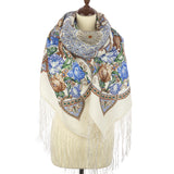 Extra large Dream Catcher piano shawl with silk knitted long fringe