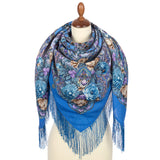 Large Brigitte piano shawl with silk knitted long fringe