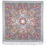 Extra large Olivia shawl with silk knitted long fringe