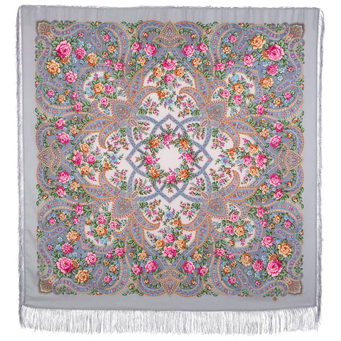 Extra large Olivia shawl with silk knitted long fringe