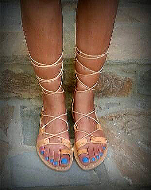 Handmade leather greek roman gladiator sandals