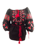 Ukrainian embroidered vyshyvanka black and red top
